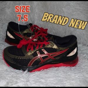 Asics Gel-Nimbus 21 Black Classic Red Women Running SZ 7.5 Sneakers 1012A235-001